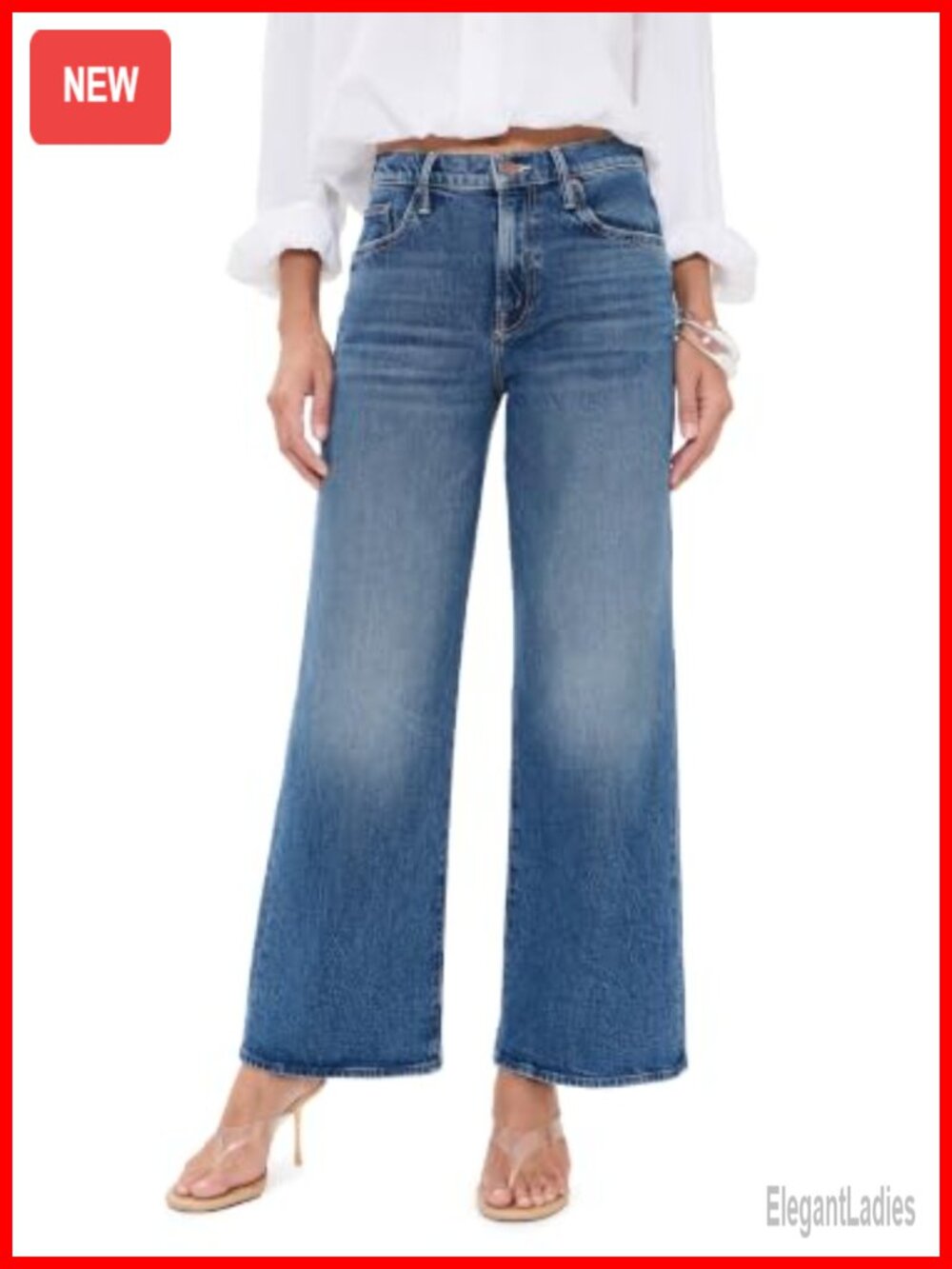 Mid Rise Maven Flood Cropped Jeans Low Stretch Denim Loose Fit